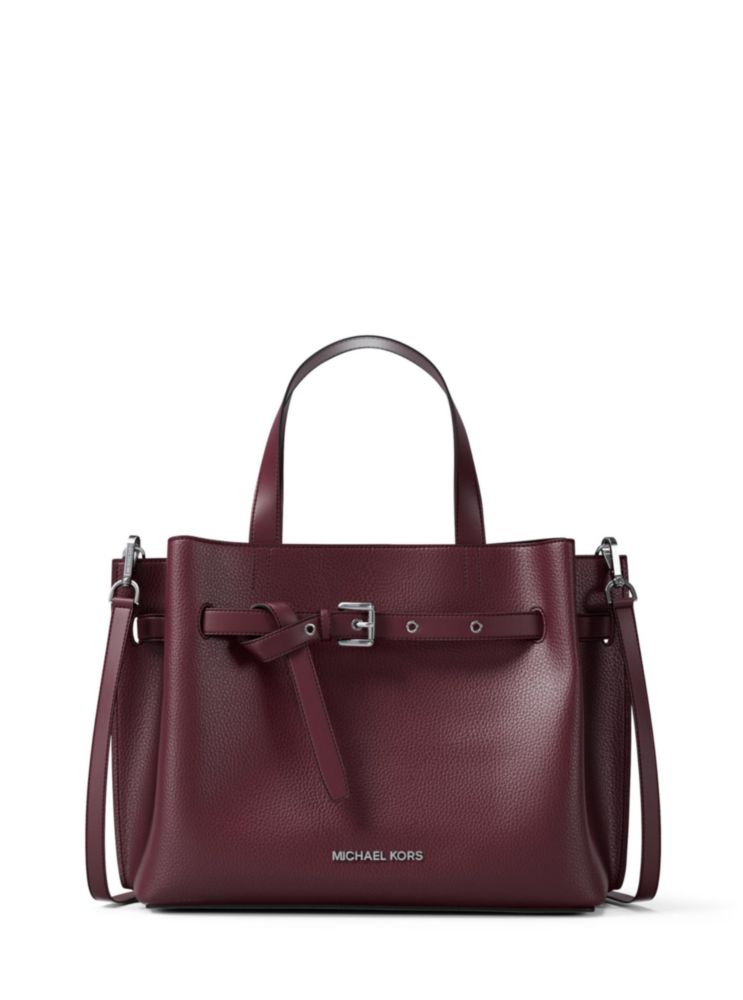 Bolso de mano para mujer Michael Kors Emilia color Oxblood de cuero granulado