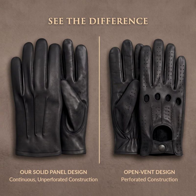 Guantes de conducción genéricos de piel de oveja auténtica negro