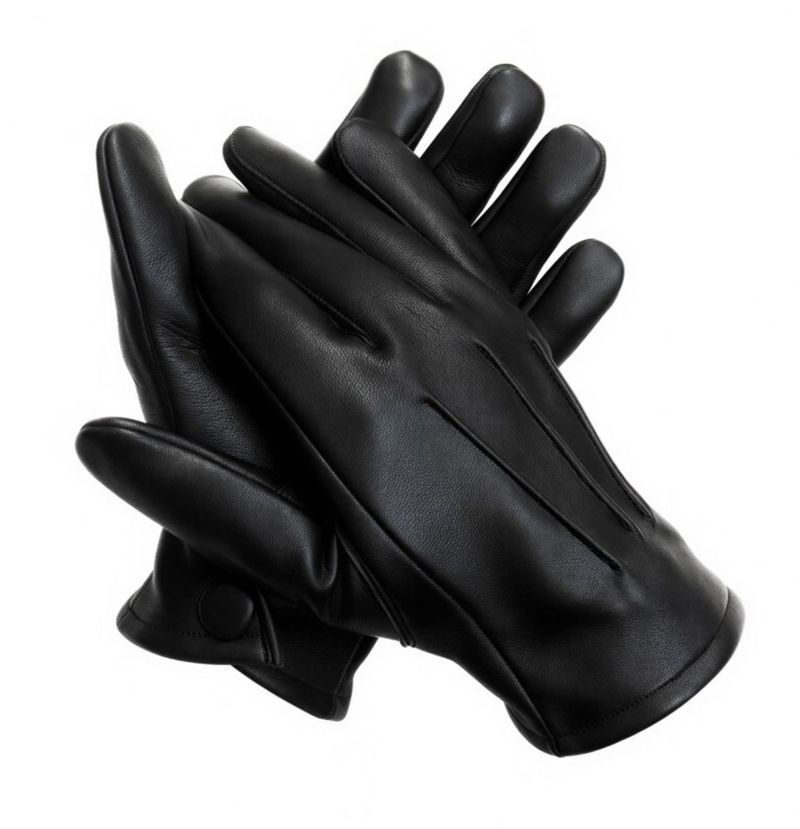 Guantes de conducción genéricos de piel de oveja auténtica negro