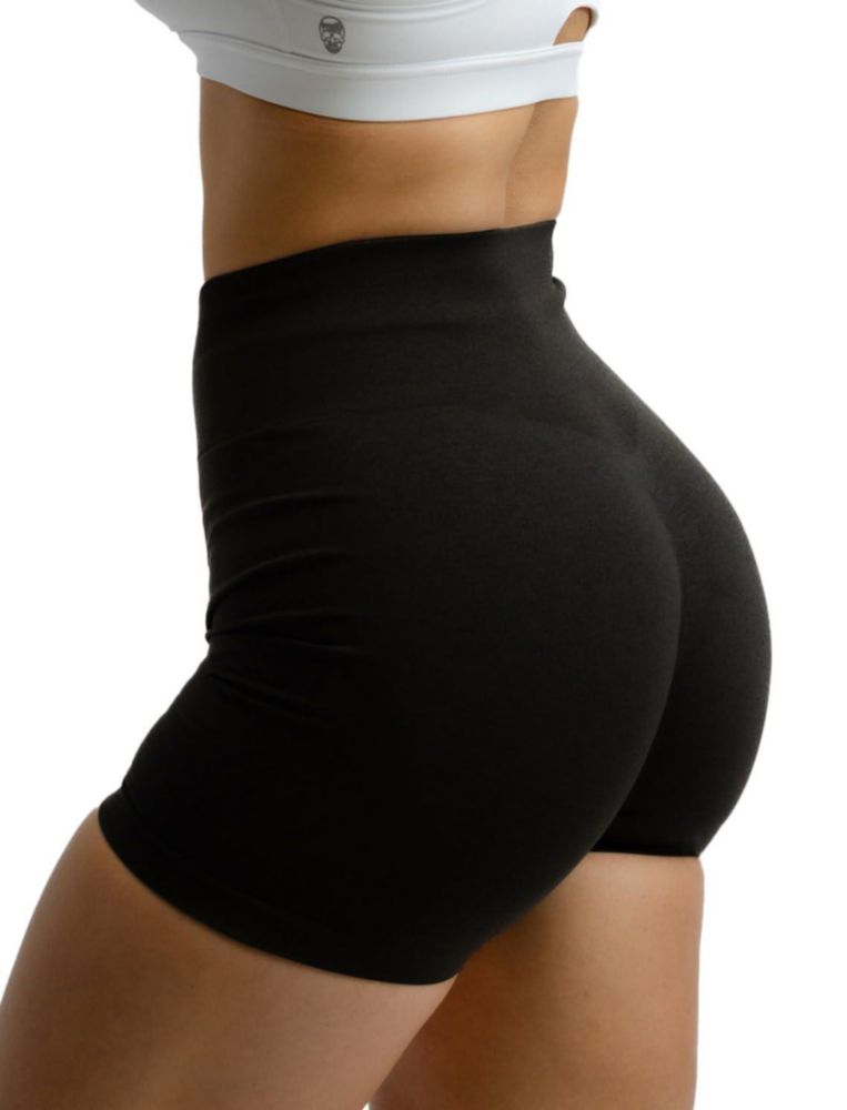 Shorts Gymreapers sin costuras de cintura alta negro marl
