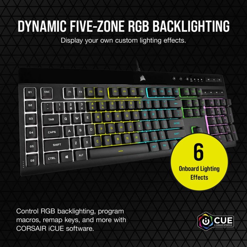 Teclado Corsair K55 RGB PRO Negro Cableado