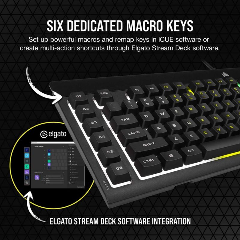 Teclado Corsair K55 RGB PRO Negro Cableado