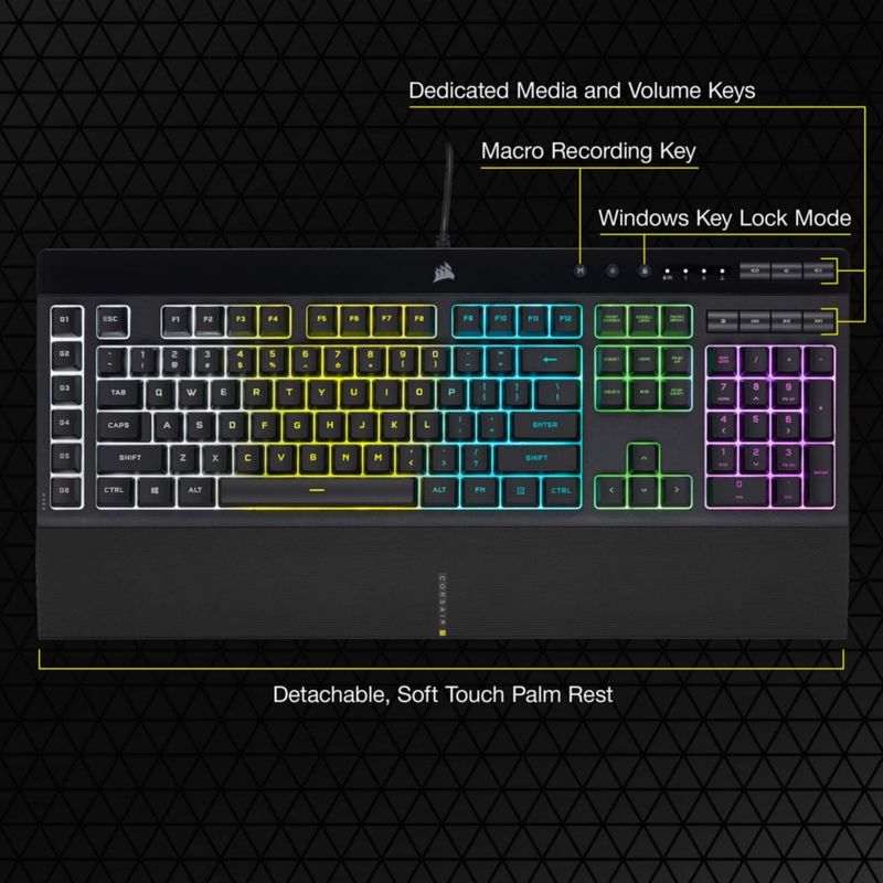 Teclado Corsair K55 RGB PRO Negro Cableado