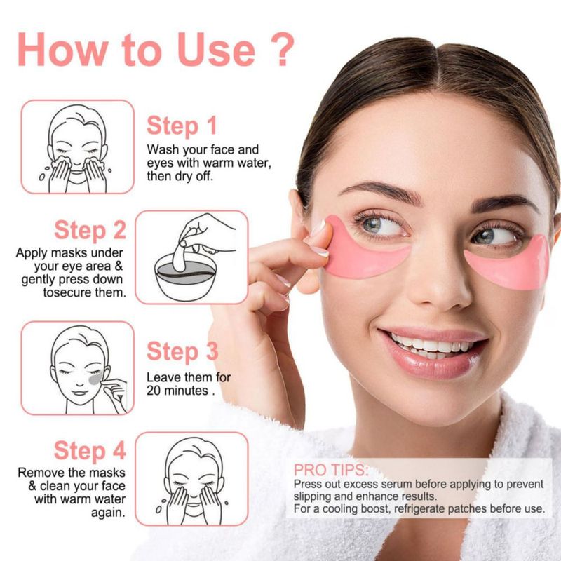Mascarilla para ojos LAVONE 30 pares de parches de colágeno de rosa