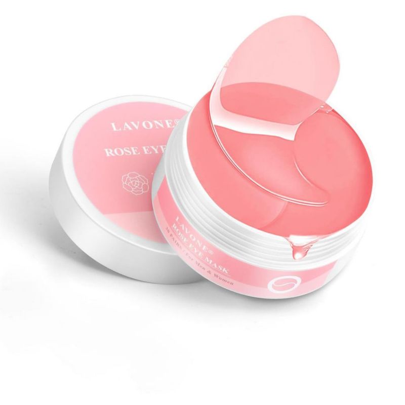 Mascarilla para ojos LAVONE 30 pares de parches de colágeno de rosa