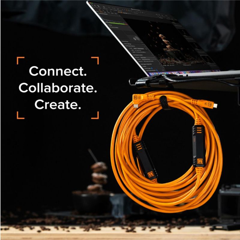 Cable USB‑C Tether Tools 18 m 10 Gbps Naranja (Datos)