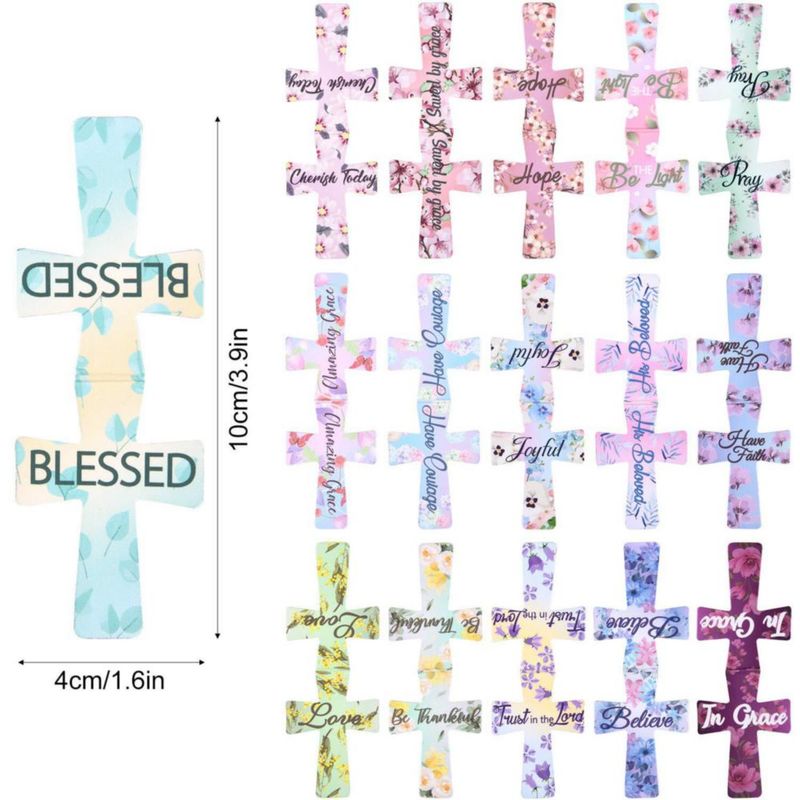 Marcadores magnéticos cristianos con cruz floral – Set de 48 piezas Outus