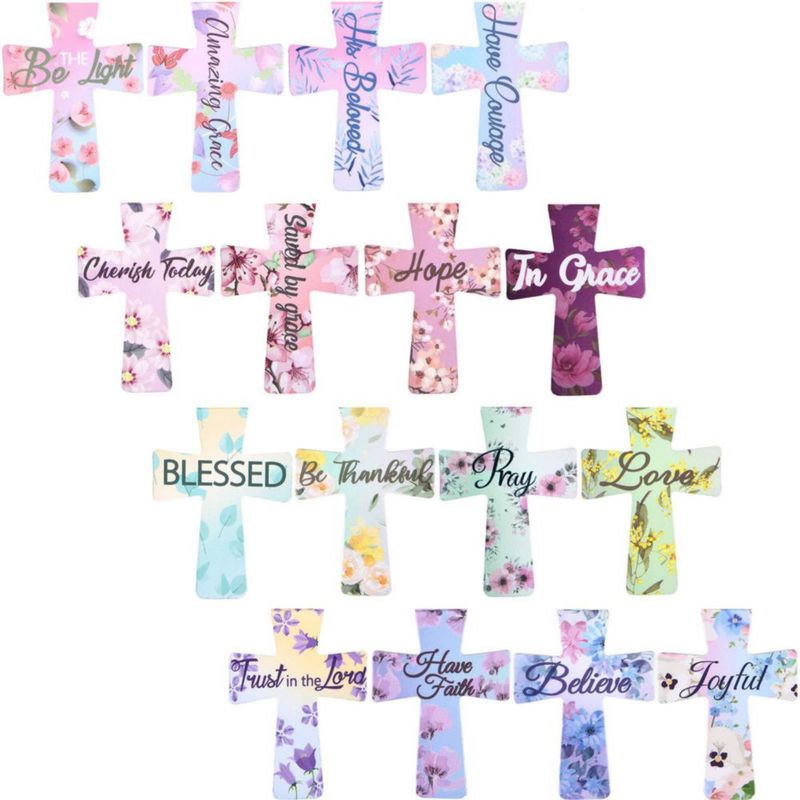 Marcadores magnéticos cristianos con cruz floral – Set de 48 piezas Outus