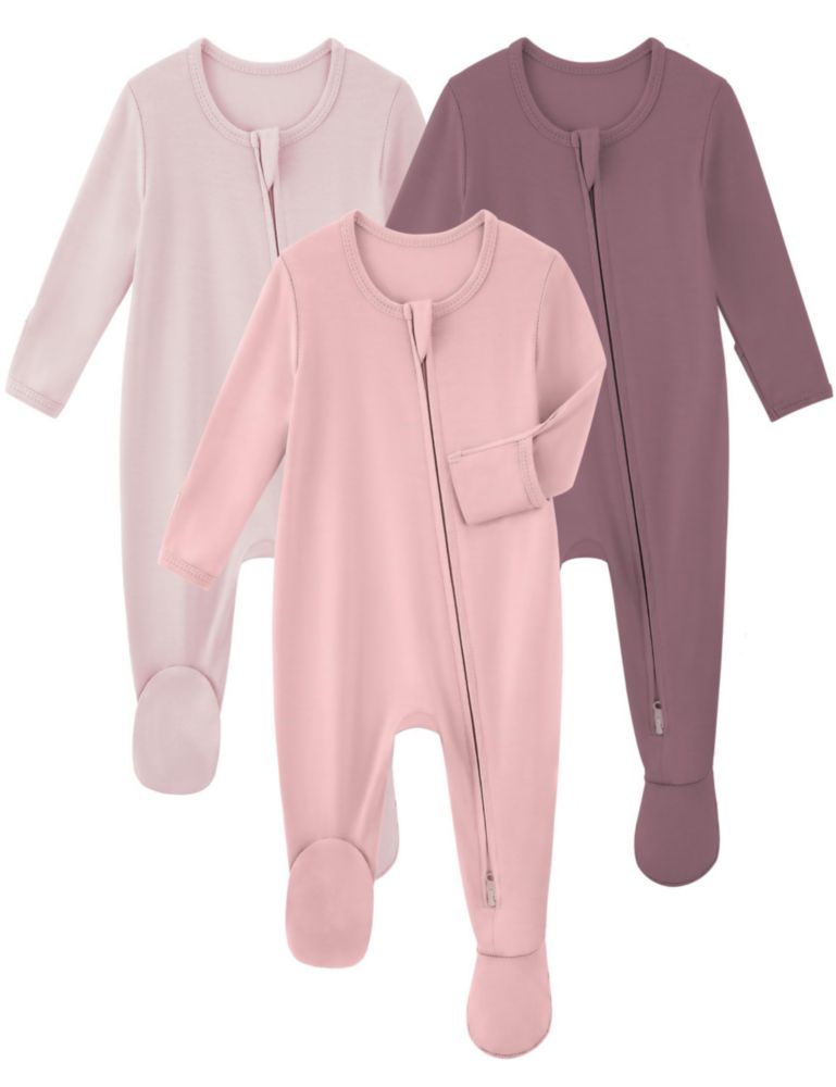 Pijamas para bebé Yoofoss de viscosa de bambú 3 piezas (azul gris y azul marino)
