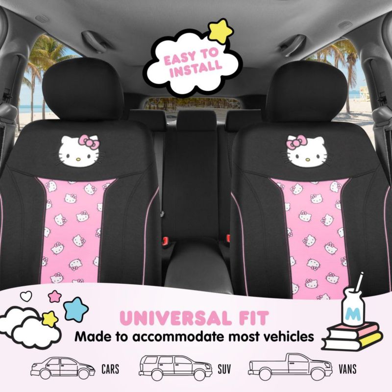 Cubierta de Asiento Carbella Hello Kitty Rosa 2 pzs Poliéster