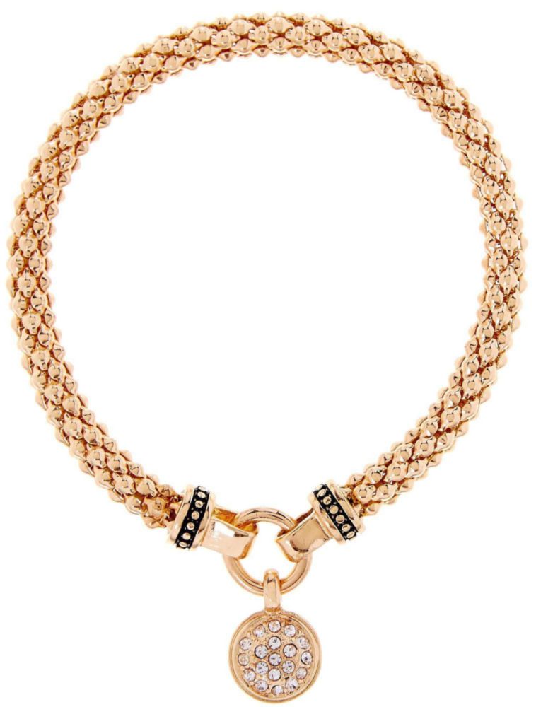 Pulsera Nine West de tono dorado con pavé circular elástica