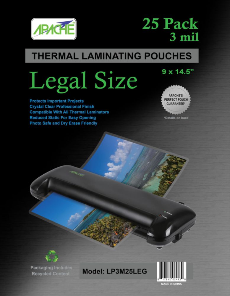 Hojas de laminado Apache 23x37 cm 3 mil (paquete de 25)