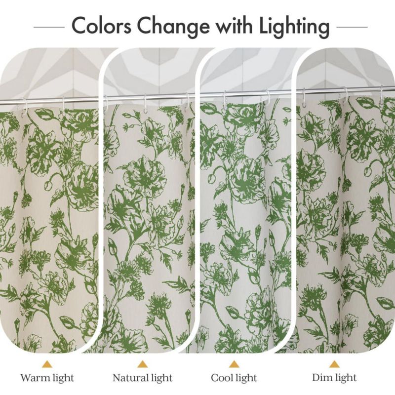 Cortina de Ducha AmazerBath 183 cm Verde Salvia Boho Floral
