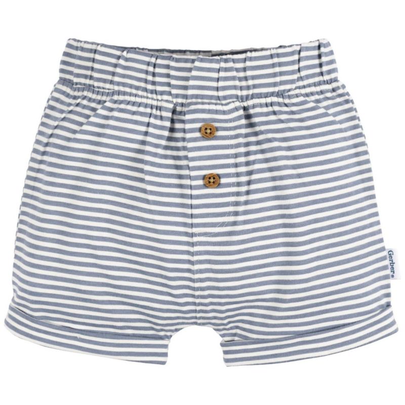 Shorts Gerber 6-9 Meses Pack de 3 (Azul Marino/Avena/Rayado)