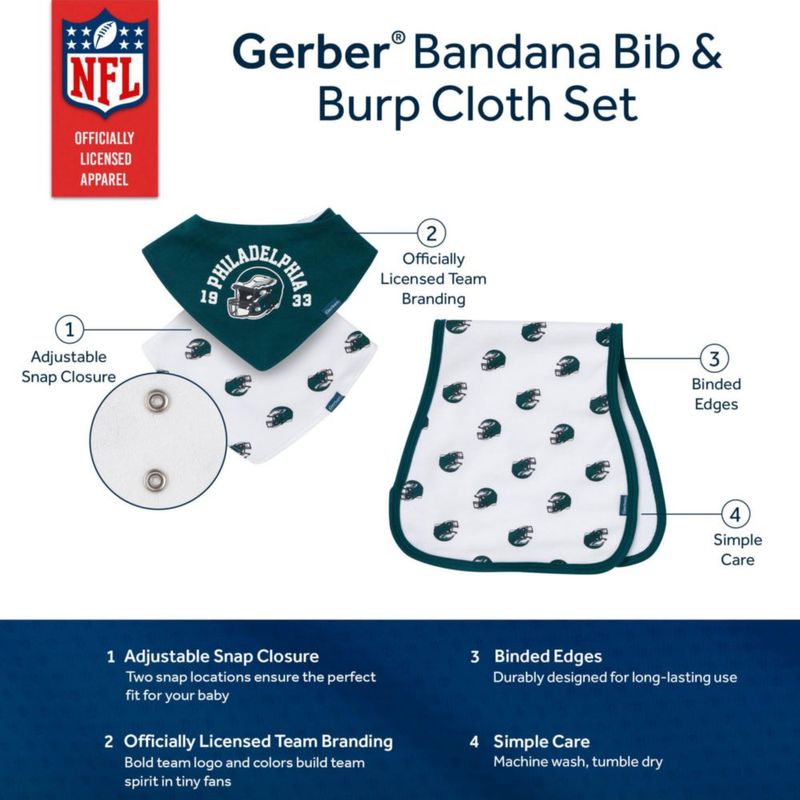 Babero de comida Gerber Eagles talla única (juego de 3)
