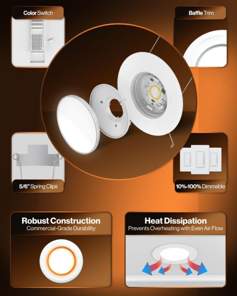Luces LED empotradas Sunco Lighting 15 cm 5 CCT (paquete de 20)