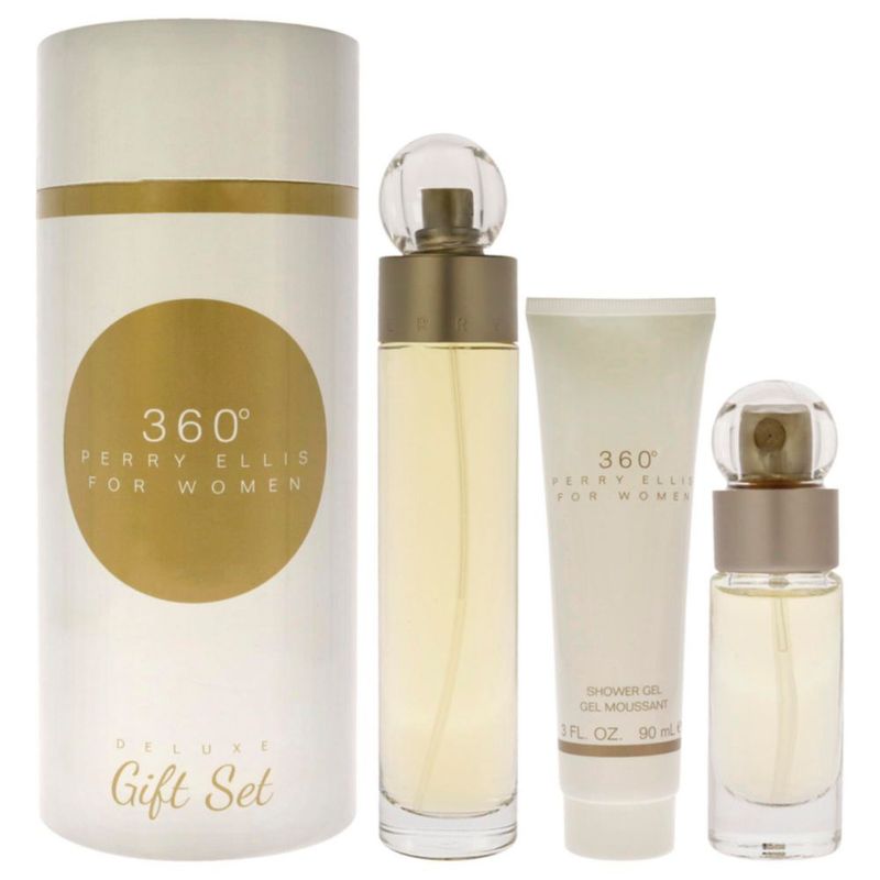 Set de regalo Perfume Perry Ellis 360 EDT de 100 ml en aerosol para mujer 3 unidades