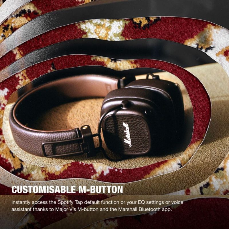 Auriculares Bluetooth Marshall Major V para uso supraaural color marrón