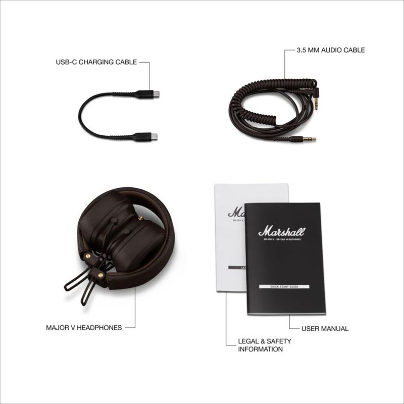 Auriculares Bluetooth Marshall Major V para uso supraaural color marrón