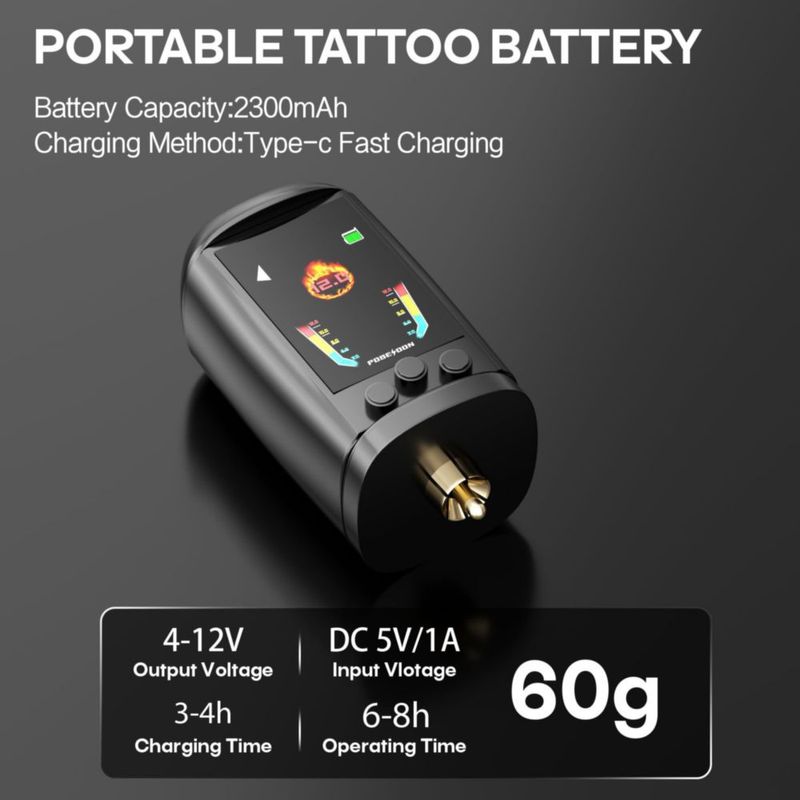 Kit de tatuaje Gaea Poseidón sin cable batería de 2300 mAh 20 agujas