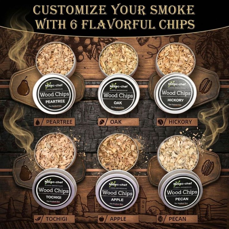Kit ahumador para whisky Yodel con 6 tipos de virutas de madera y 2 vasos
