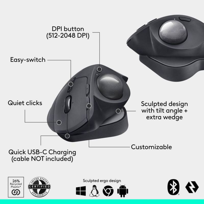 Logitech MX Ergo S Plus inalámbrico con trackball