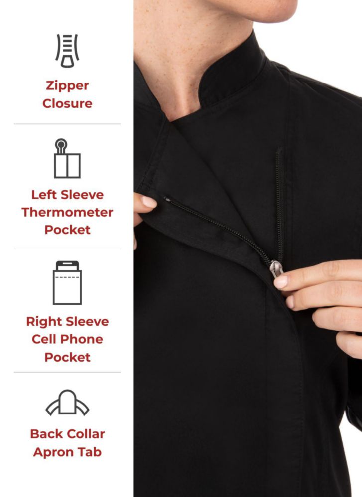 Chaqueta de Chef Chef Works para Mujer Hartford Negra Talla Mediana