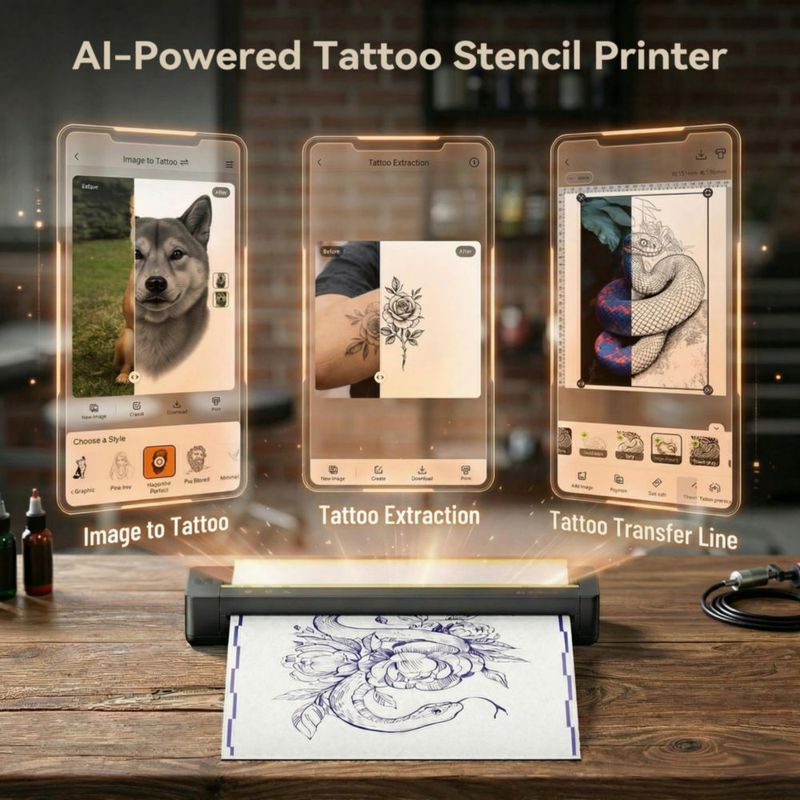 Impresora inalámbrica Bluetooth para plantillas de tatuaje TATTMUSE A88U