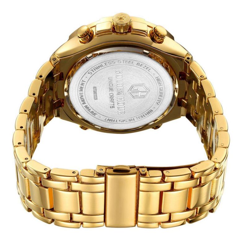 Reloj GOLDEN HOUR de lujo de acero inoxidable analógico digital para hombre a prueba de agua