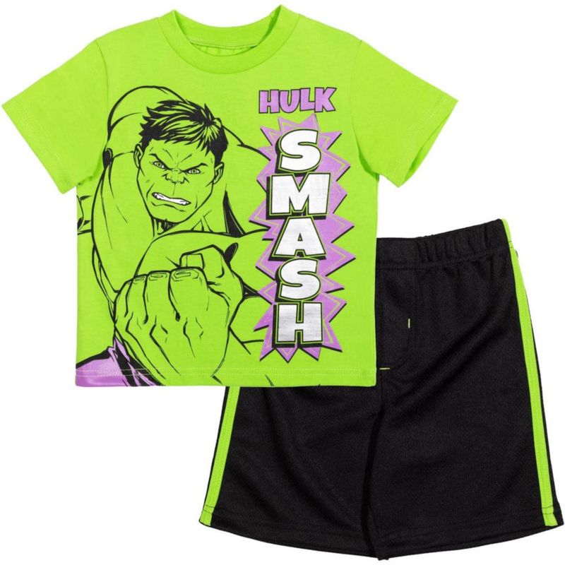 Set de Camiseta Marvel Hulk Verde y Negro 5T