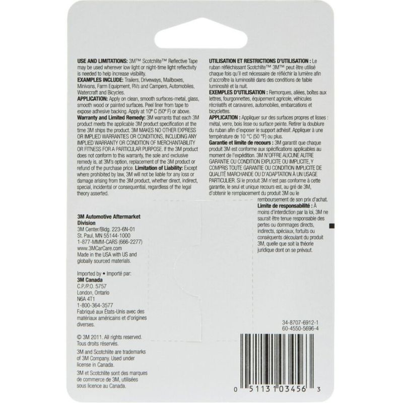 Cinta reflectante 3M Scotchlite plateada de 2 cm x 91 cm 1 rollo