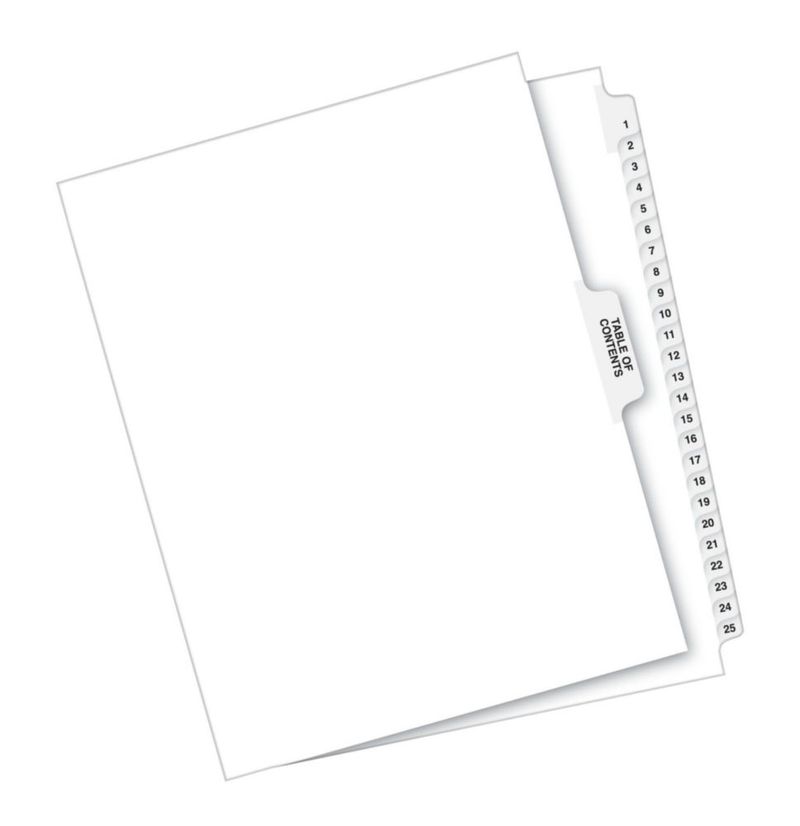 Binder Divider Avery Premium recopiló el anexo legal 1-25