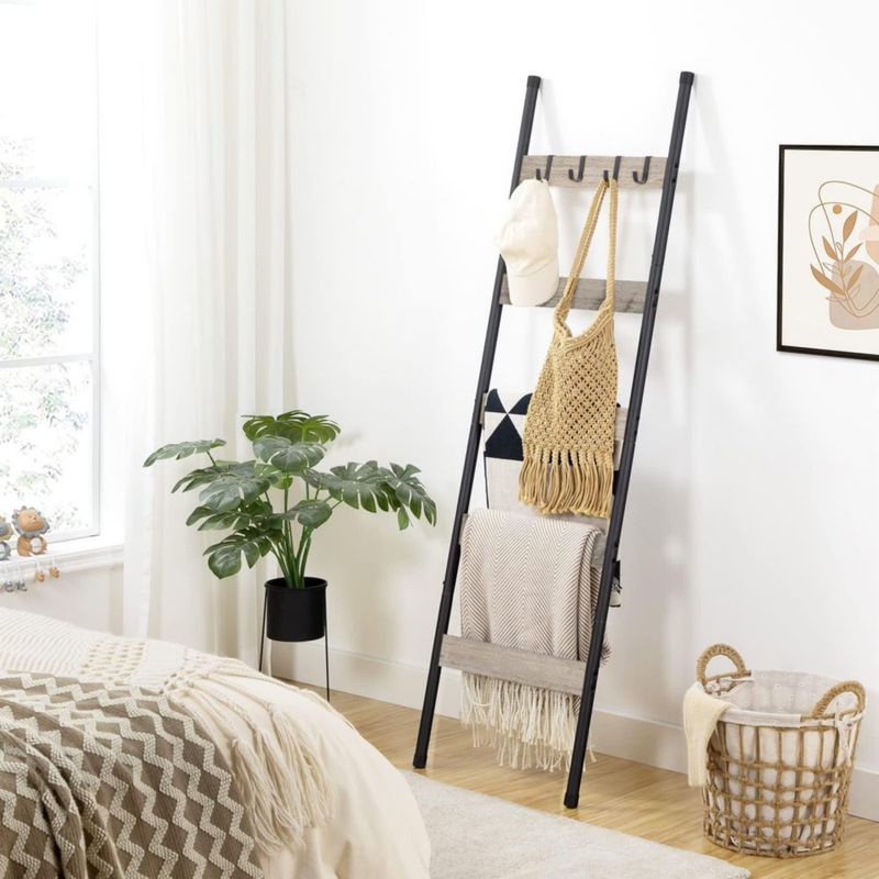Estante HOOBRO de 5 niveles 43 cm x 161 cm gris perla y negro