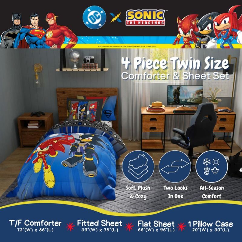 Juego de Cama Franco Twin Sonic DC de 4 Piezas Reversible