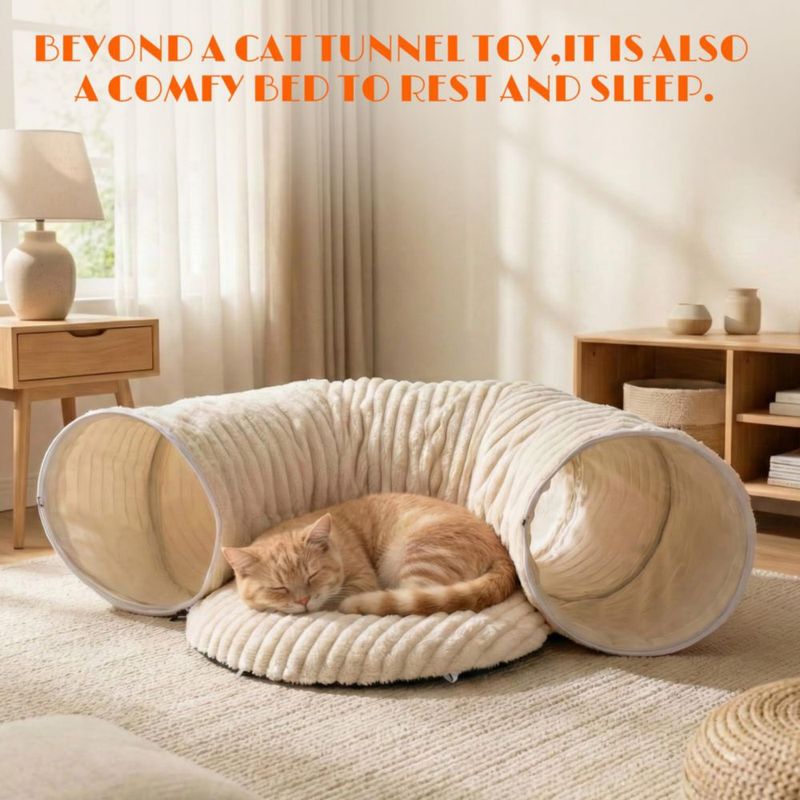 Cama túnel para gatos MKZ 80 cm con 12 juguetes para gatitos de interior
