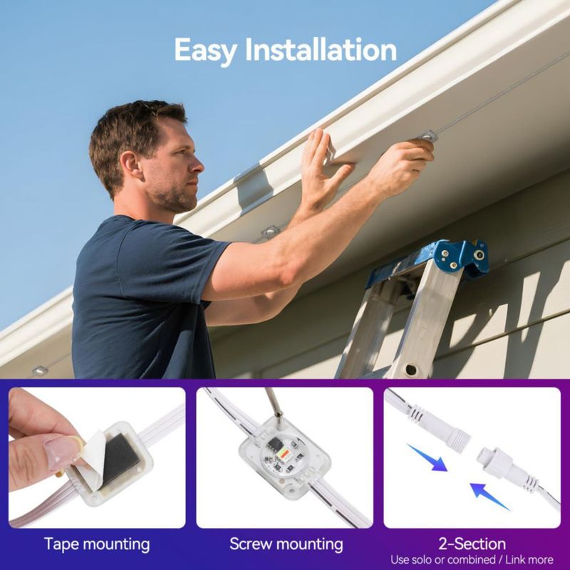 Tira de luces LED RGBIC impermeable TECKNET 30 m