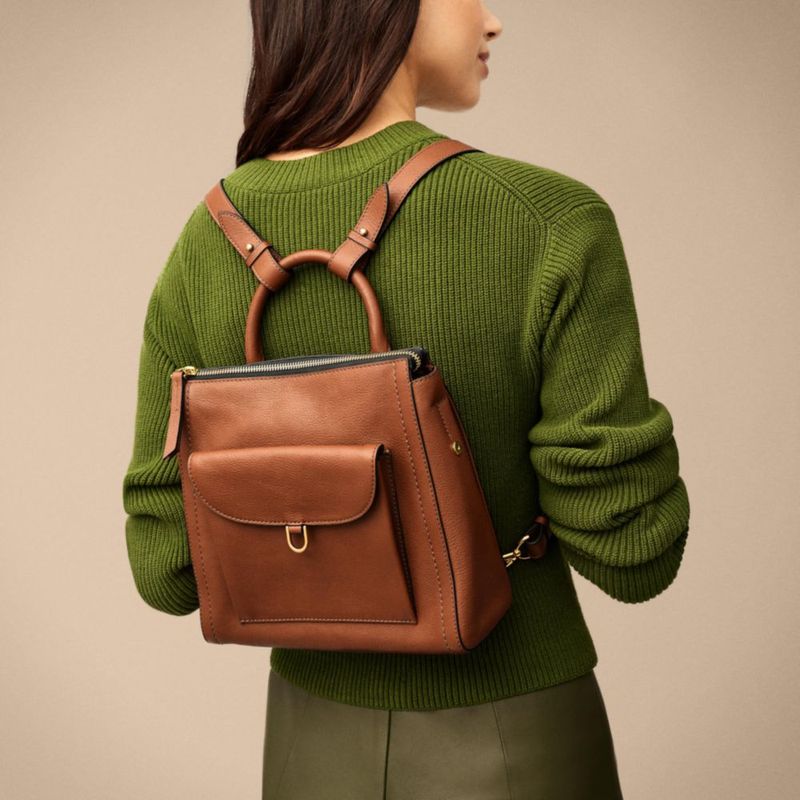 Mochila Bolso Fossil Parker LiteHide™ Cuero Marrón Medio