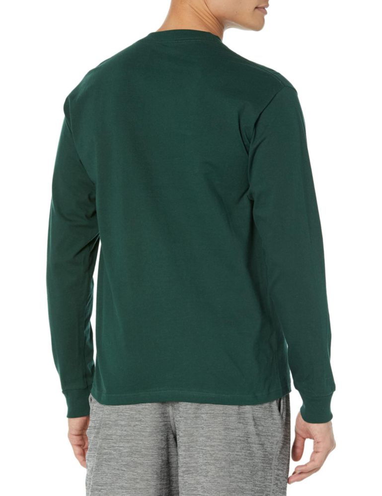 Camiseta Hanes Beefy de manga larga color Bosque profundo talla Grande