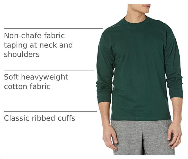 Camiseta Hanes Beefy de manga larga color Bosque profundo talla Grande