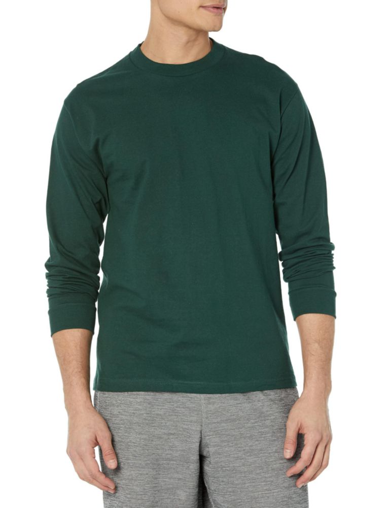 Camiseta Hanes Beefy de manga larga color Bosque profundo talla Grande