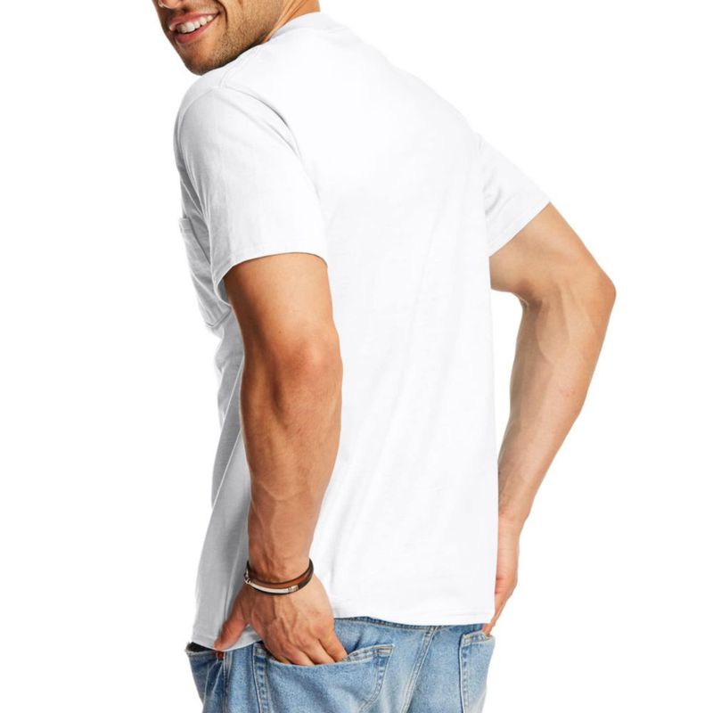 Camiseta Hanes Hombre Talla M Blanca (1 unidad) Algodón con bolsillo