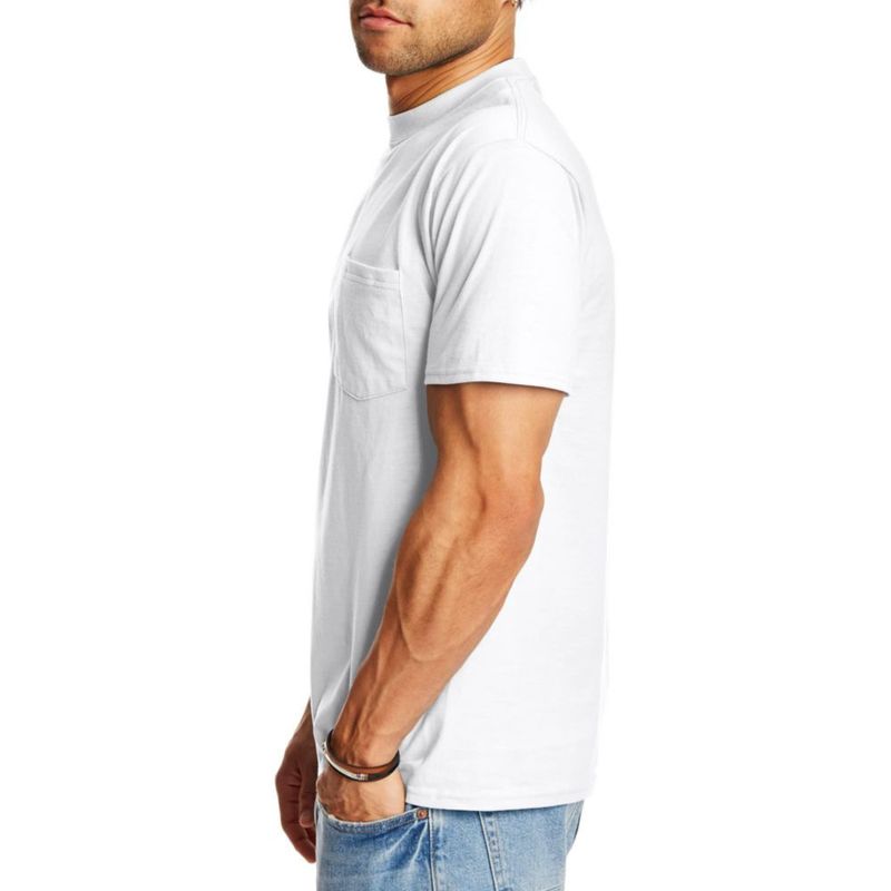 Camiseta Hanes Hombre Talla M Blanca (1 unidad) Algodón con bolsillo