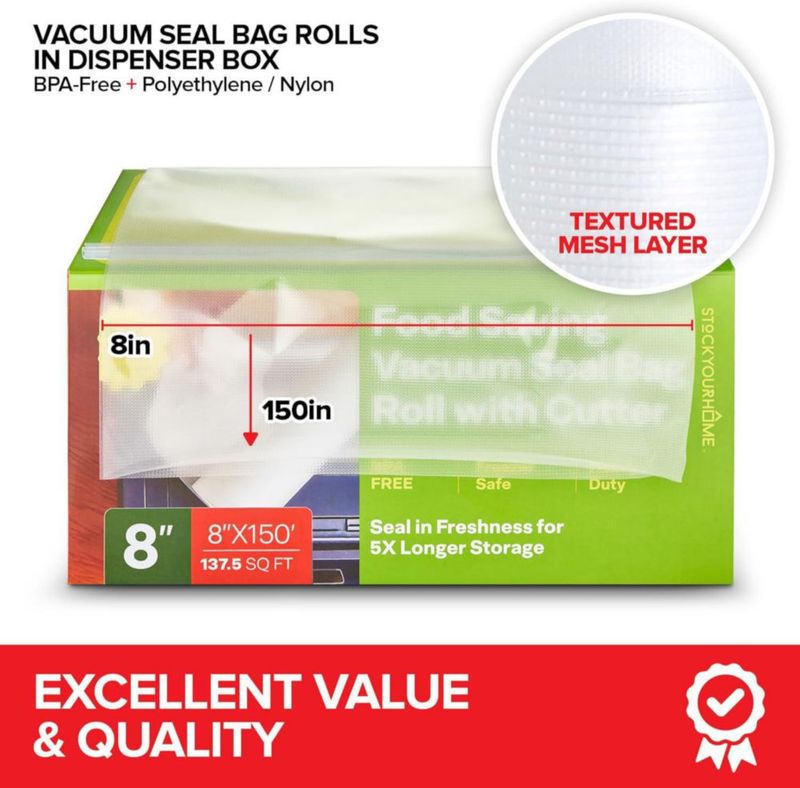 Bolsas de sellado al vacío Stock Your Home – Rollo de 150 cm