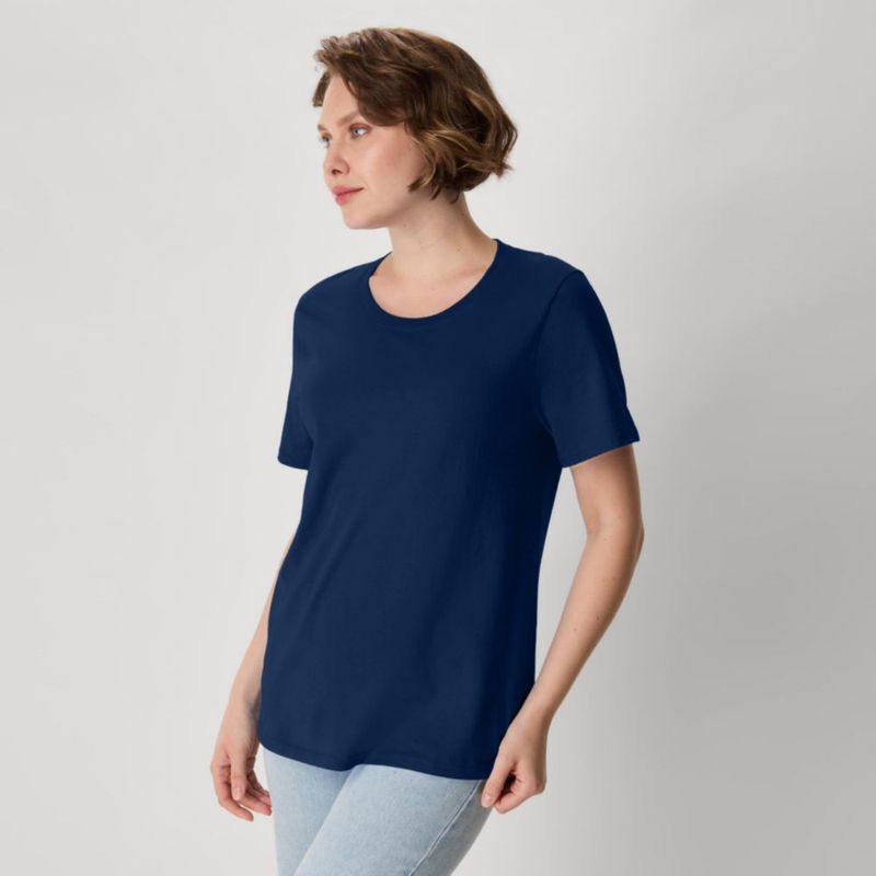 Camiseta Hanes Navy para mujer talla L EE. UU. manga corta