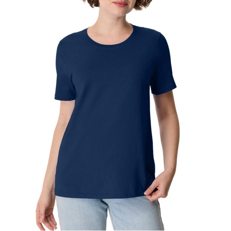 Camiseta Hanes Navy para mujer talla L EE. UU. manga corta