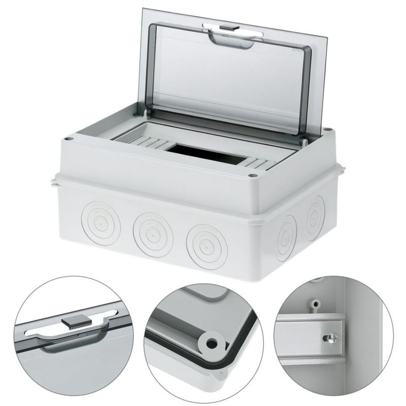 Caja de interruptores QWORK 200x92x155mm 8 vías IP65 ABS