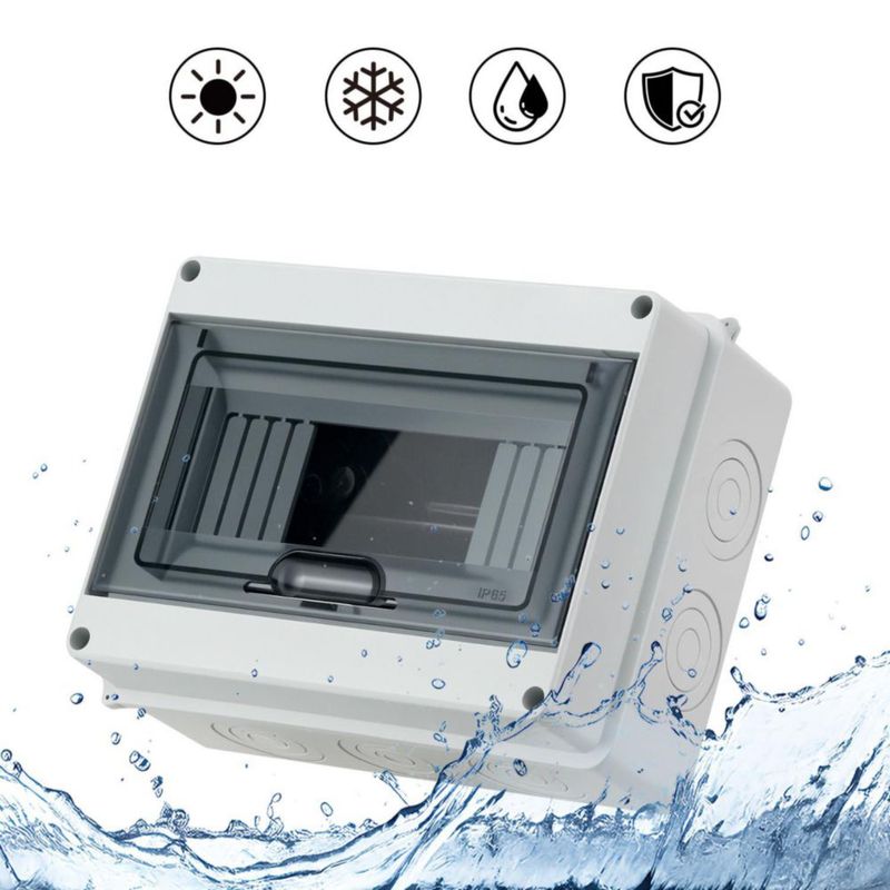 Caja de interruptores QWORK 200x92x155mm 8 vías IP65 ABS