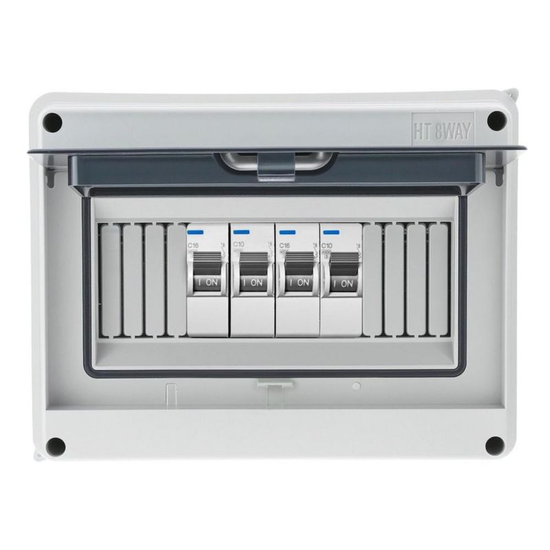 Caja de interruptores QWORK 200x92x155mm 8 vías IP65 ABS