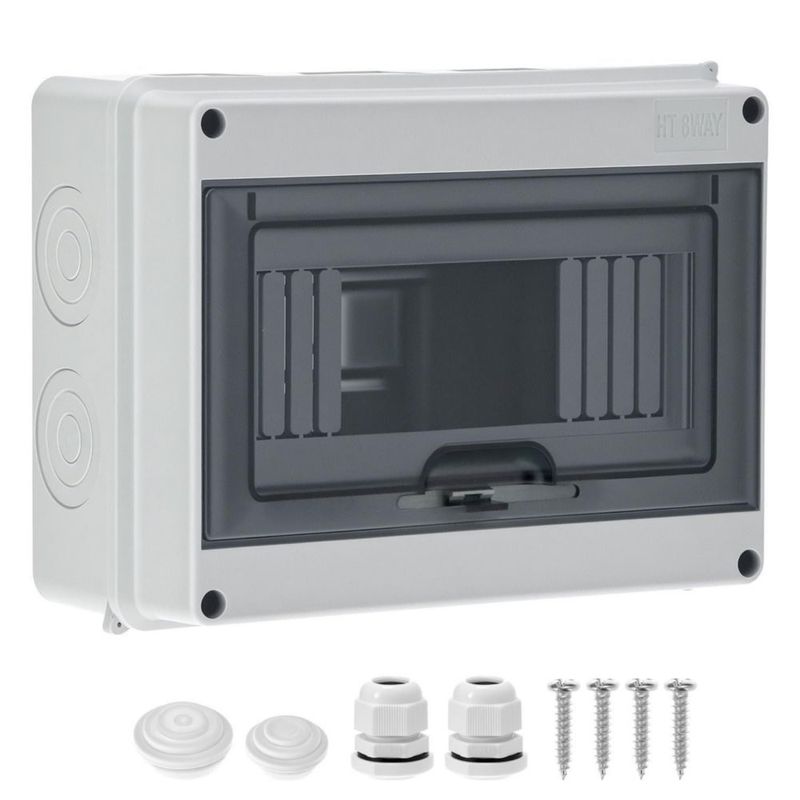 Caja de interruptores QWORK 200x92x155mm 8 vías IP65 ABS