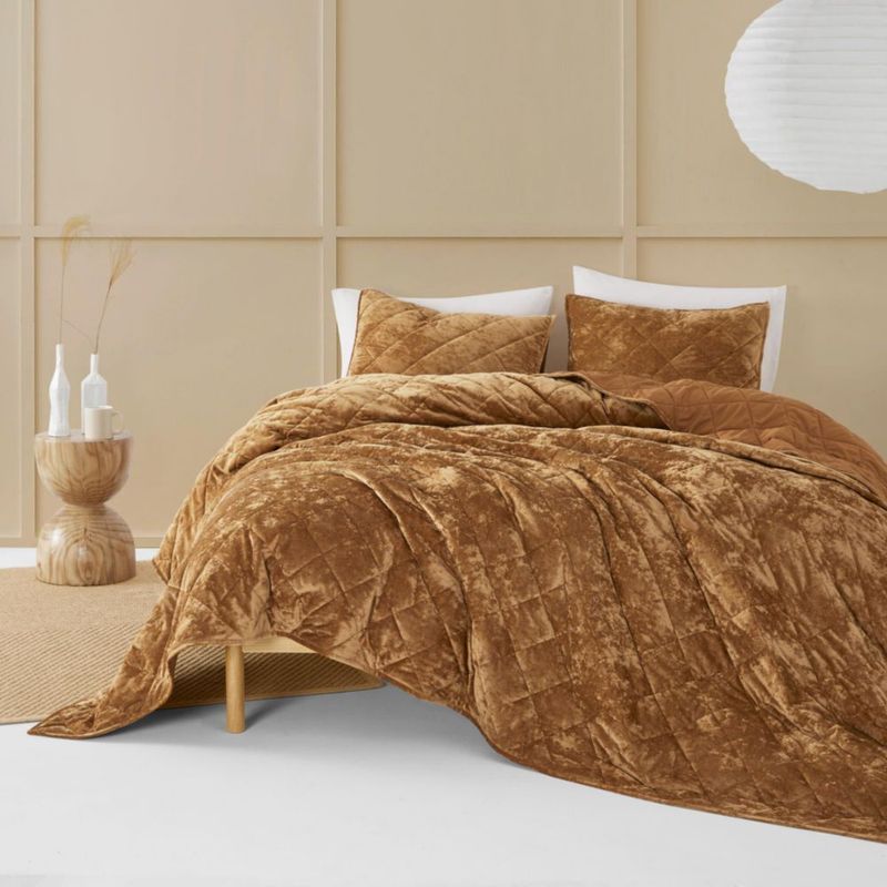 Juego de cama Wonderful King 270x240 cm Terciopelo Caramelo